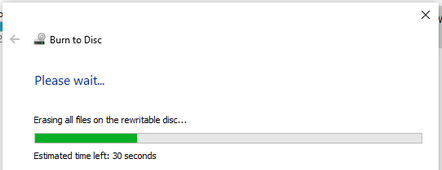Erasing a rewritable CD or DVD in Windows 10