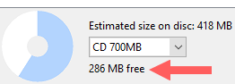estimated size on disc in burnaware