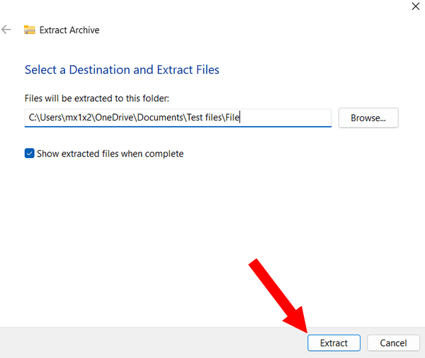 Extract an archive file in Windows 11