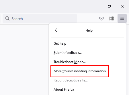 Firefox More troubleshooting information
