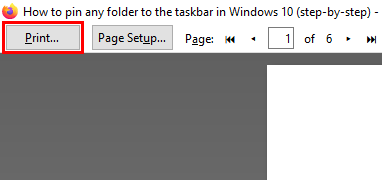 Firefox print preview page