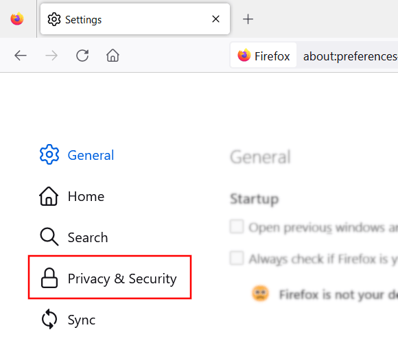 Firefox privacy and security settings