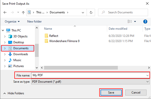 Firefox Save Print Output As window