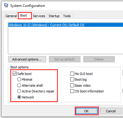 Force Microsoft Windows 7, 8, or 10 to start in safe mode with networking