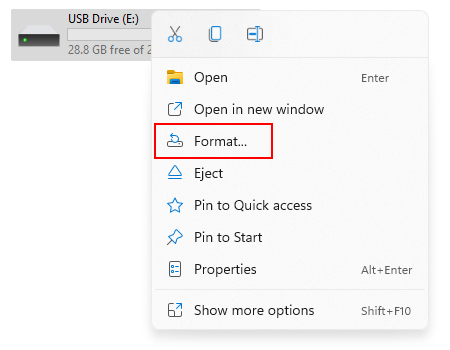 Format USB drive