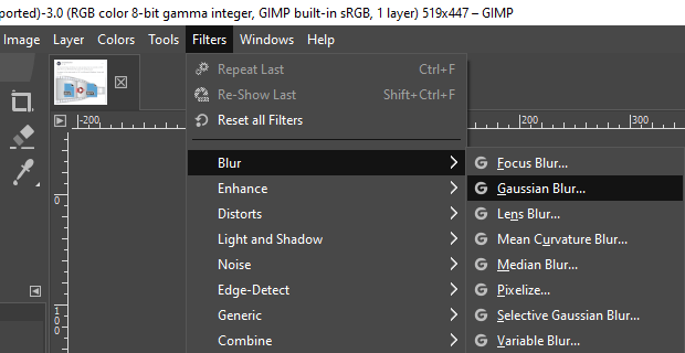 Gaussian Blur in GIMP