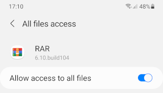 Give the RAR app access to all files