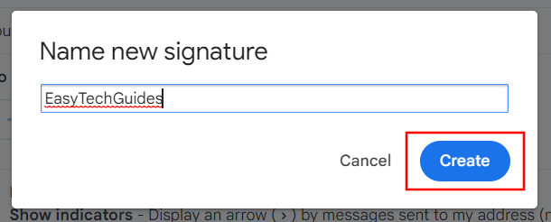Gmail create signature button