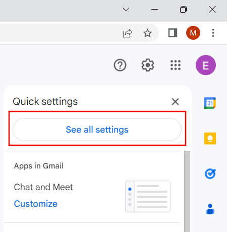 Gmail see all settings