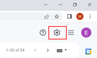 Gmail settings button