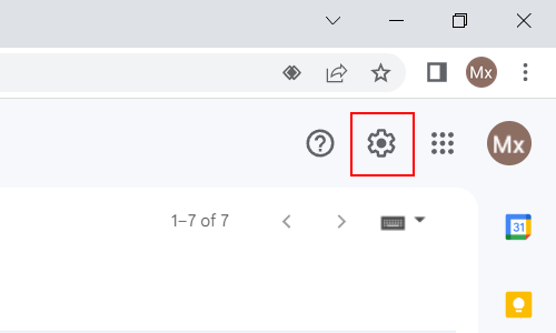 Gmail settings button