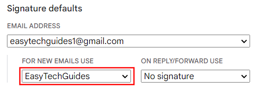 Gmail signature defaults