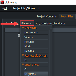 go to video location in lightworks
