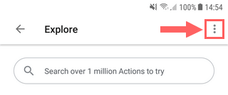 Google Assistant options menu button