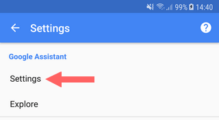 Google Assistant settings