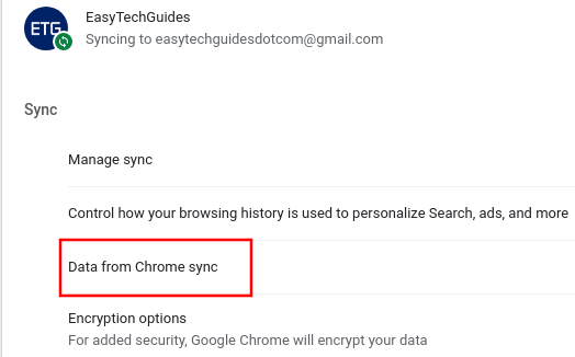 Google Chrome Data from Google sync