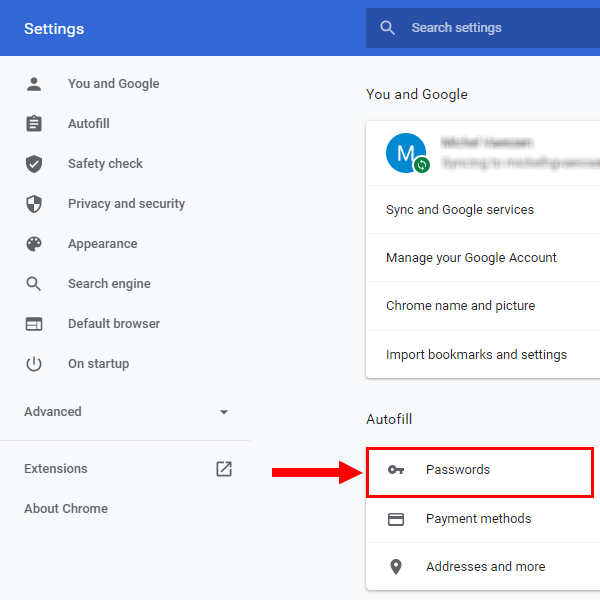 Google Chrome passwords
