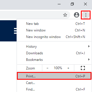 Google Chrome print feature