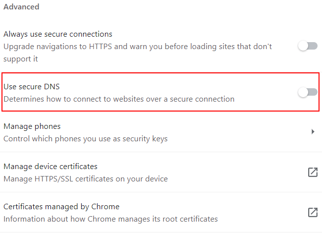 website to visit blocked websites Google Chrome secure DNS option