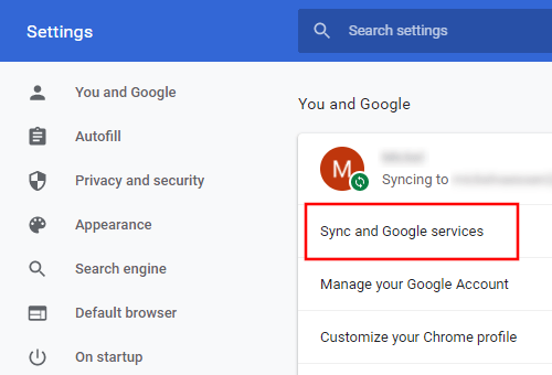 Google Chrome Sync and Google services