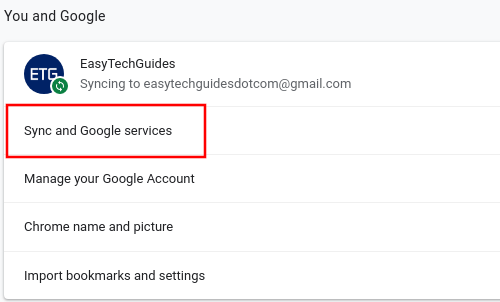 Google Chrome Sync and Google services