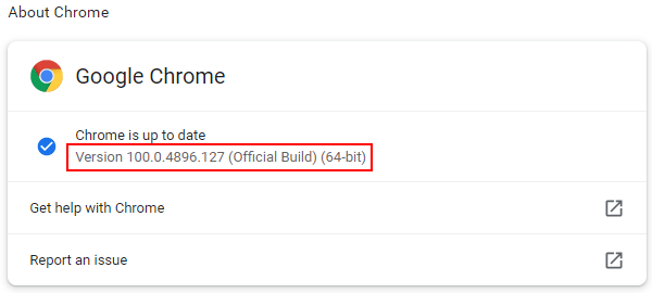 Google Chrome version