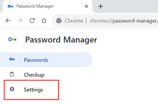 Google Password Manager settings