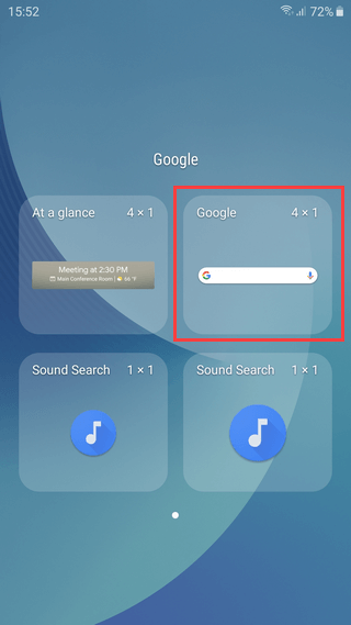 Google search bar on Samsung Galaxy