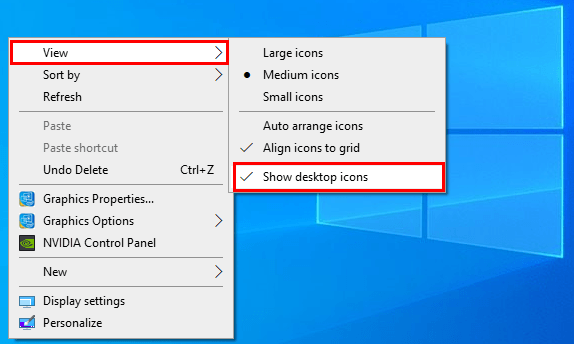 Hide all desktop icons from the desktop in Windows 10