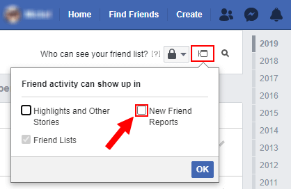 Hide New Friend Reports on Facebook