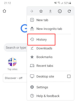 Historique sur Google Chrome sur Android