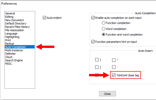 How to make Notepad++ auto complete HTML tags