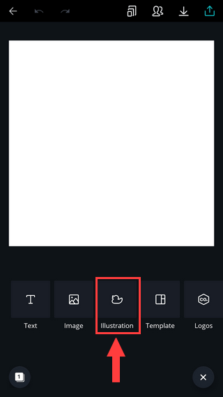 Illustration button in Canva app