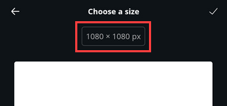 Image size setting in Canva app