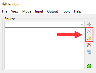 ImgBurn add file and add folder button