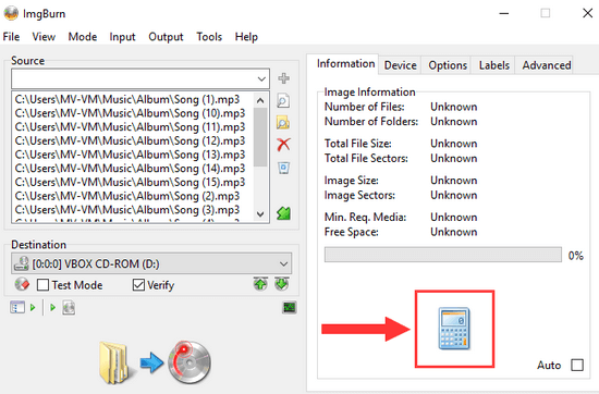 ImgBurn calculator