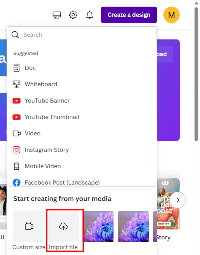 Import file on Canva