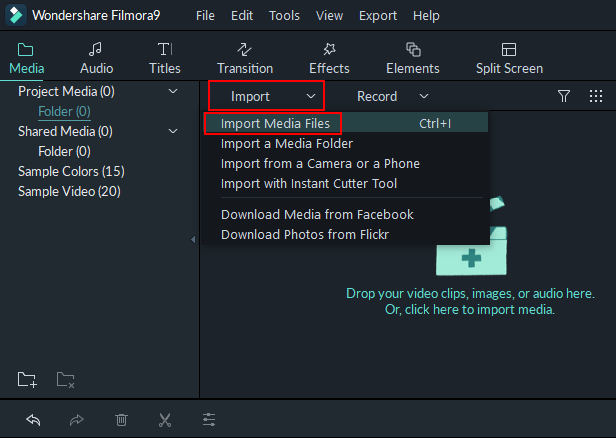 Import Media Files in Filmora