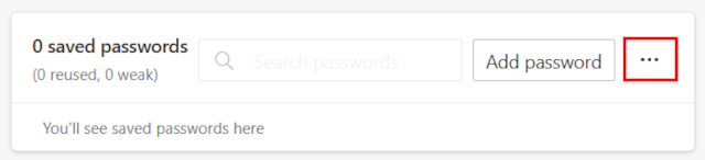 Import passwords option in Edge