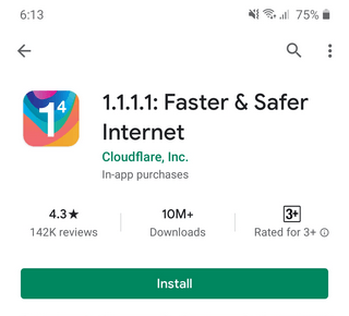 Install the 1.1.1.1 app for Android