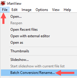 IrfanView Batch Conversion/Rename option