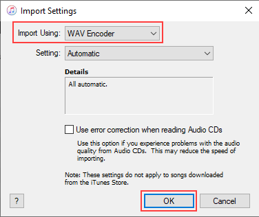 iTunes Import Settings