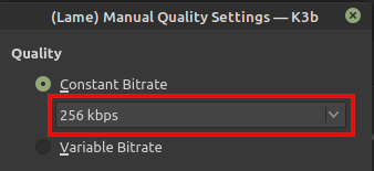 K3b bitrate settings
