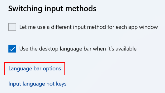 Language bar options