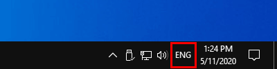 Language button in Windows 10 taskbar