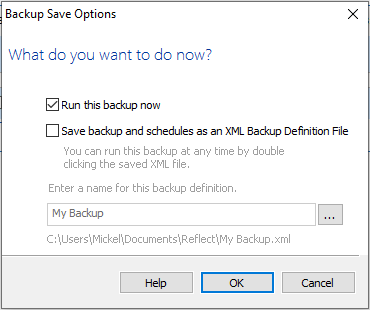 Macrium Reflect Backup Save Options