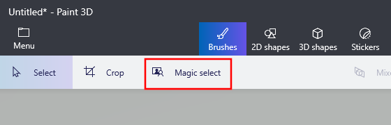 Magic select in Paint 3D