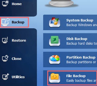 make a file backup using aomei backupper standard