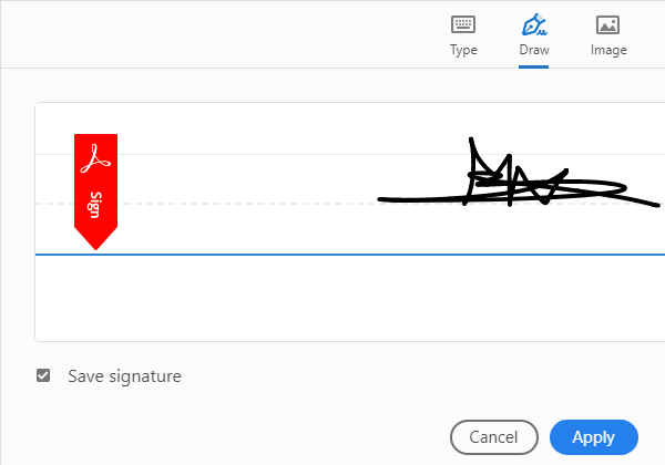 Make a signature in Adobe Acrobat Reader DC