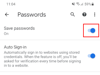 Make Google Chrome stop asking to save passwords on Android